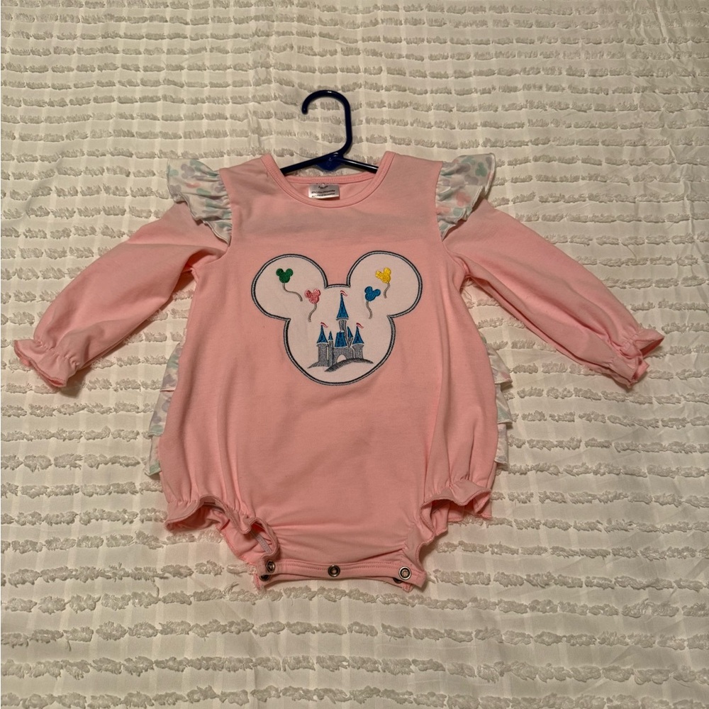Pink Castle Embroidered Baby Girl One Piece